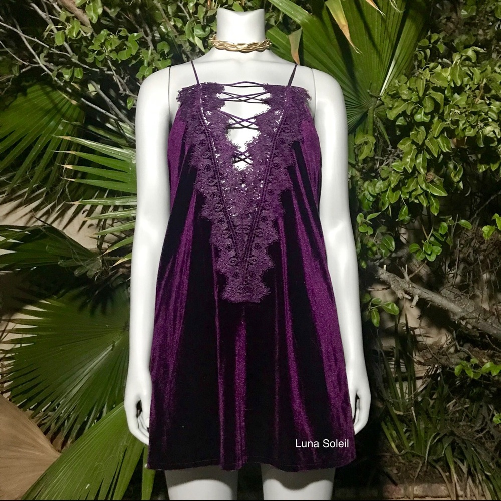 Elie Velvet Crochet Lace Dress